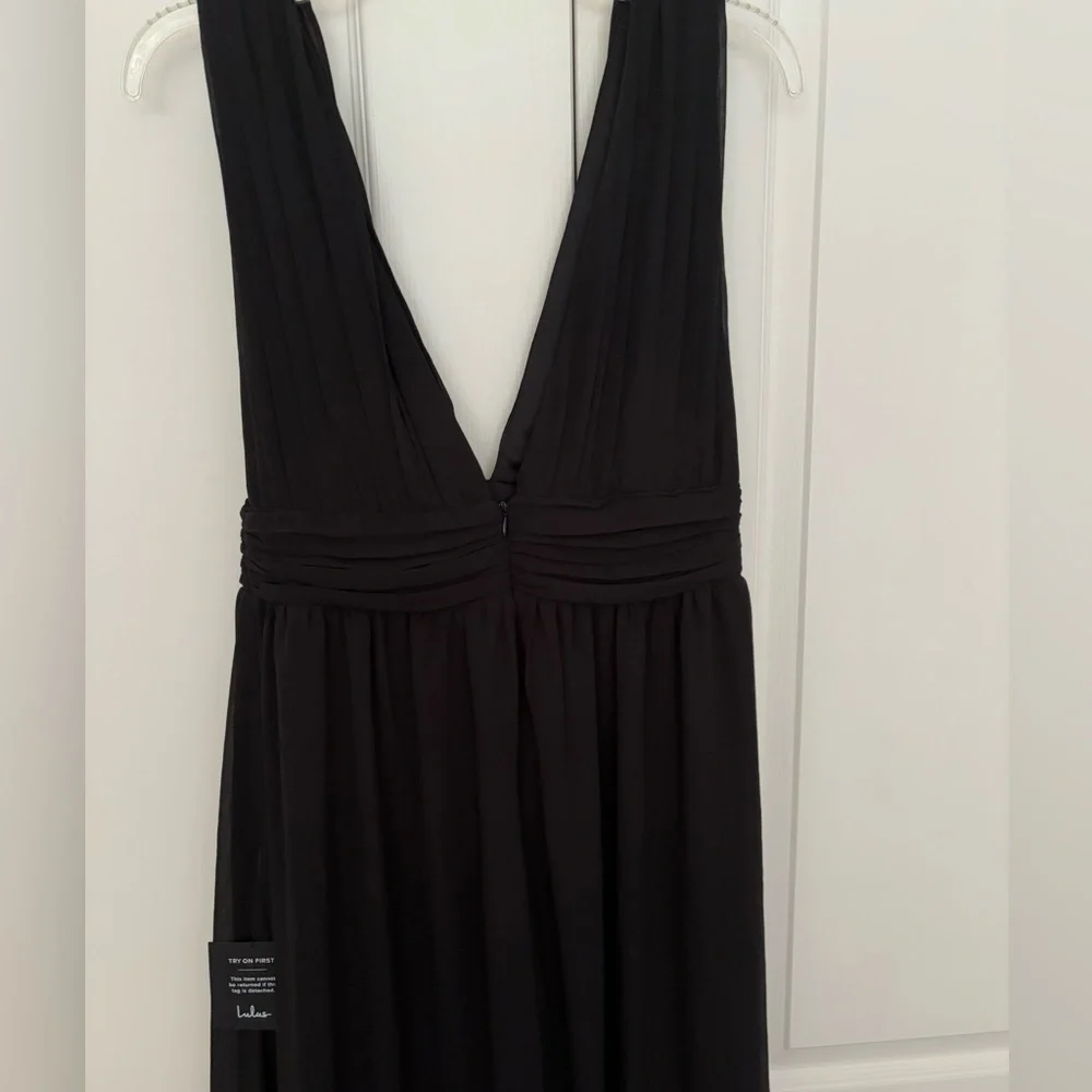 Lulus Heavenly Hues Black Maxi Dress | Formal Gown w/ Slit /Size M/NWT - Picture 6 of 10